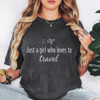旅好き女子の飛行機デザイン Tシャツ