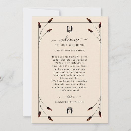 旅程と西結婚方の歓迎カード 招待状 (正面)