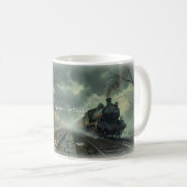 旅立ちは最終 霧の特急マグカップ コーヒーマグカップ (正面右)
