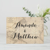 旅素朴行マ刺激を受けたップ結婚式招待状 招待状 (スタンド正面)