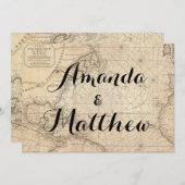 旅素朴行マ刺激を受けたップ結婚式招待状 招待状 (正面/裏面)