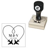 旅結婚行2機でハートを作るモダン ラバースタンプ (押印)