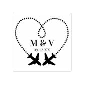 旅結婚行2機でハートを作るモダン ラバースタンプ (インプリント)