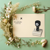 旅結婚行2機でハートを作るモダン ラバースタンプ