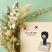 旅結婚行2機でハートを作るモダン ラバースタンプ