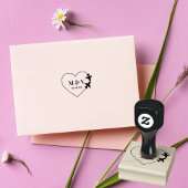 旅結婚行2機でハートを作るモダン ラバースタンプ