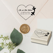 旅結婚行2機でハートを作るモダン ラバースタンプ