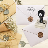 旅結婚行2機でハートを作るモダン ラバースタンプ