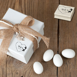 旅結婚行2機でハートを作るモダン ラバースタンプ