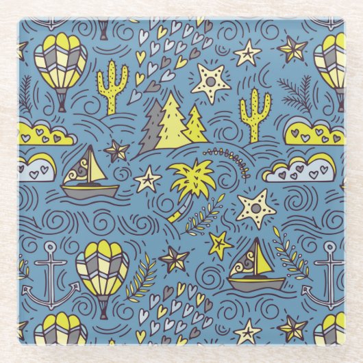 旅行おもしろい ガラスコースター (正面)