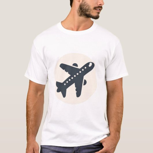 旅行お洒落ギア用飛行機アイコンデザイン Tシャツ (正面)