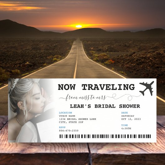 旅行からミッ恋しく思ズチケットブライダルシャワー 招待状