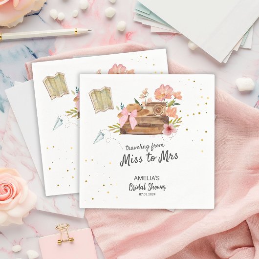 旅行から恋しく思ミセスヴィンテージブライダルシャワー スタンダードカクテルナプキン