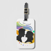 旅行する時間、ラブカップルヴィンテージアートアクセサリー ラゲッジタグ (正面縦)