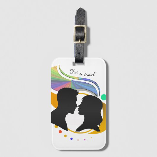 旅行する時間、ラブカップルヴィンテージアートアクセサリー ラゲッジタグ (正面縦)
