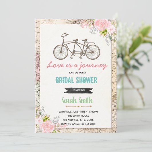 旅行する自転車のブライズシャワー招待状 招待状 (スタンド正面)