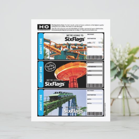 旅行とイベントのための6つのフラグモックチケット (スタンド正面)