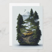 旅行にヴィンテージ自然ポートレート 招待状 (正面/裏面)