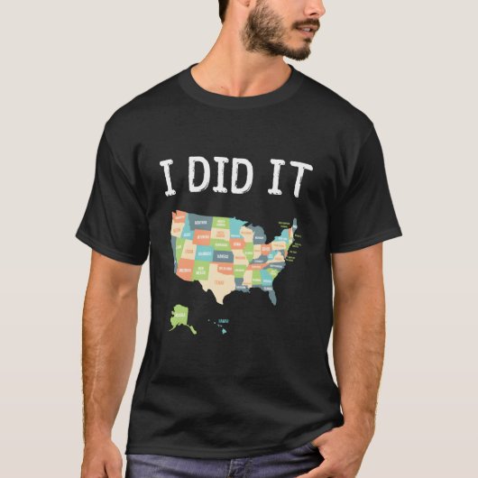 旅行のために50州すべての米国地図を訪問 Tシャツ (正面)