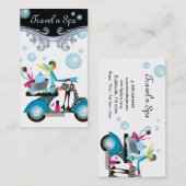 旅行のスパの名刺のスクーターの女の子の泡W 名刺 (正面/裏面)