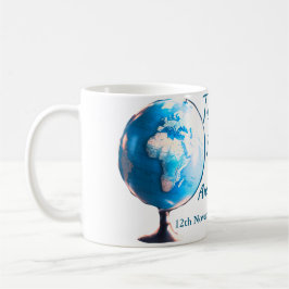 旅行のブライズシャワーに名前と日付を追加してミスからミセスへ コーヒーマグカップ