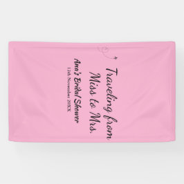 旅行のブライズシャワーに名前と日付を追加してミスからミセスへ 横断幕