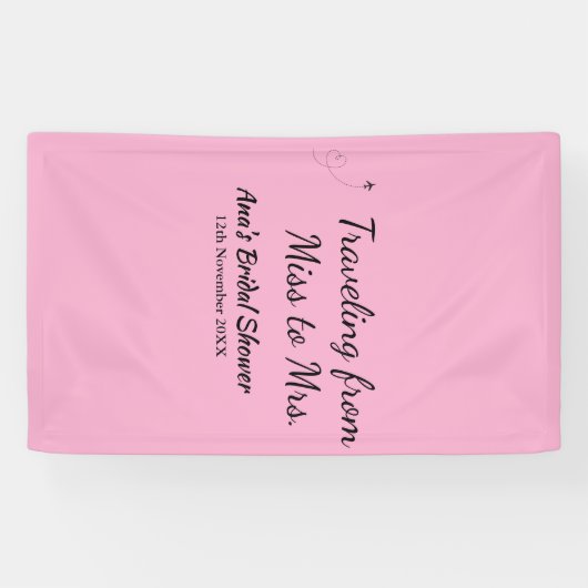 旅行のブライズシャワーに名前と日付を追加してミスからミセスへ 横断幕 (横)