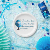 旅行のブライズシャワーに名前と日付を追加 ミスからミセスへ シム ペーパープレート (パーティー)