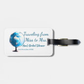 旅行のブライズシャワーに名前と日付を追加 ミスからミセスへ シム ラゲッジタグ (裏面横)