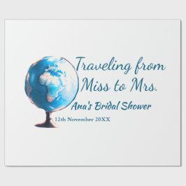 旅行のブライズシャワーに名前と日付を追加 ミスからミセスへ シム ラッピングペーパー