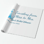 旅行のブライズシャワーに名前と日付を追加 ミスからミセスへ シム ラッピングペーパー (アンロールド)