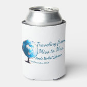 旅行のブライズシャワーに名前と日付を追加 ミスからミセスへ シム 缶クーラー (缶正面)