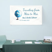 旅行のブライズシャワーに名前と日付を追加 ミスからミセス シムへ 横断幕 (トレードショー)