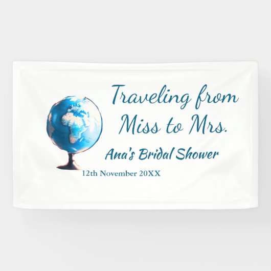 旅行のブライズシャワーに名前と日付を追加 ミスからミセス シムへ 横断幕 (横)
