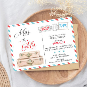 旅行のブライダルシャワー恋しく思招待、ミセスへ。 招待状