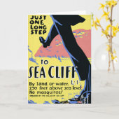 旅行のポスター海の崖を促進するロングアイランド カード (黄色い花)