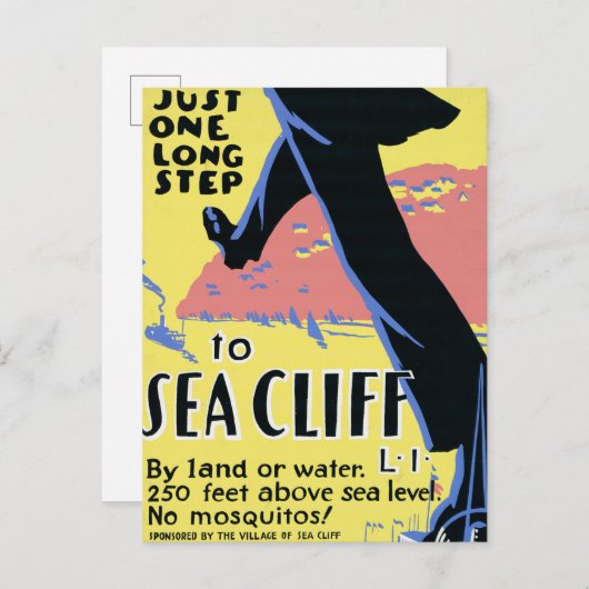 旅行のポスター海の崖を促進するロングアイランド ポストカード (正面/裏面)