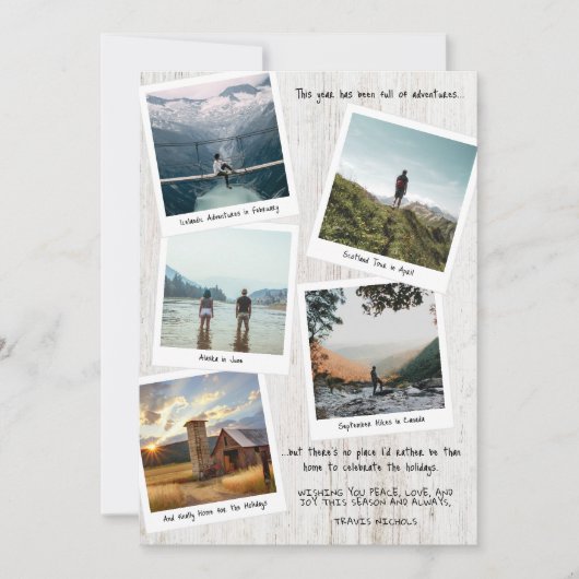 旅行の思い出フォトコラージュクリスマス シーズンカード (正面)
