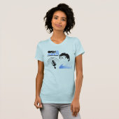 旅行の日付を持つMikelessのTシャツの青い女性を開けて下さい Tシャツ (正面フル)