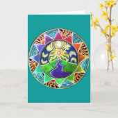 旅行の曼荼羅の挨拶状 カード (黄色い花)