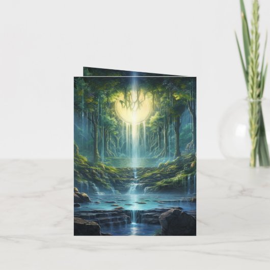 旅行の滝の目的地の私たちの世界 招待状 (裏面)