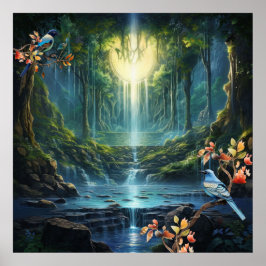 旅行の滝の風景の私たちの世界 ポスター