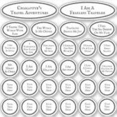 旅行の肯定黒白テンプレート30 シール (正面)