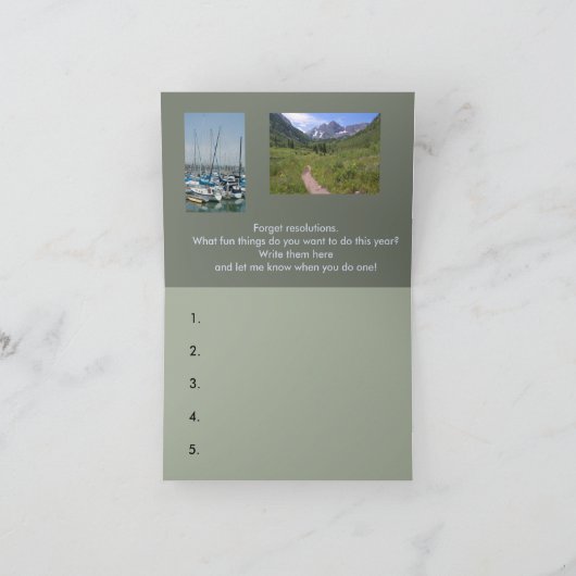 旅行の風景の写真の新年バケットリストカード シーズンカード (内部)