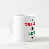 旅行はライフコーヒーマグ コーヒーマグカップ (正面左)