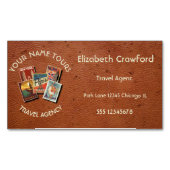旅行は代理店のヴィンテージの郵便はがきの名前をカスタムするを旅行します マグネット名刺 (正面)