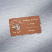 旅行は代理店のヴィンテージの郵便はがきの名前をカスタムするを旅行します マグネット名刺 (インサイチュ)