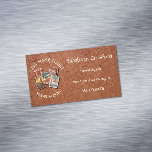 旅行は代理店のヴィンテージの郵便はがきの名前をカスタムするを旅行します マグネット名刺 (インサイチュ)