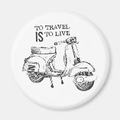 「旅行は生きることだ」旅行をテーマにした磁石 マグネット (正面)