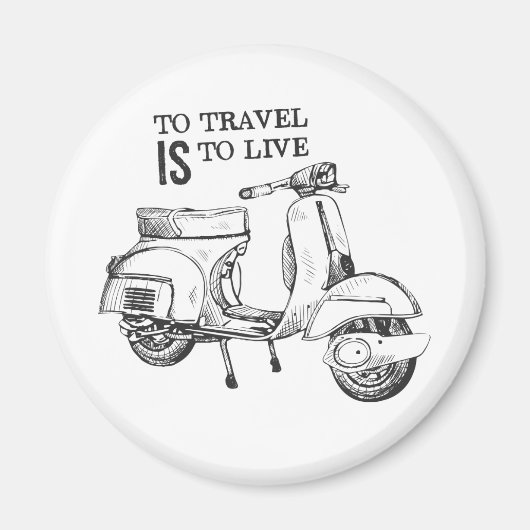 「旅行は生きることだ」旅行をテーマにした磁石 マグネット (正面)